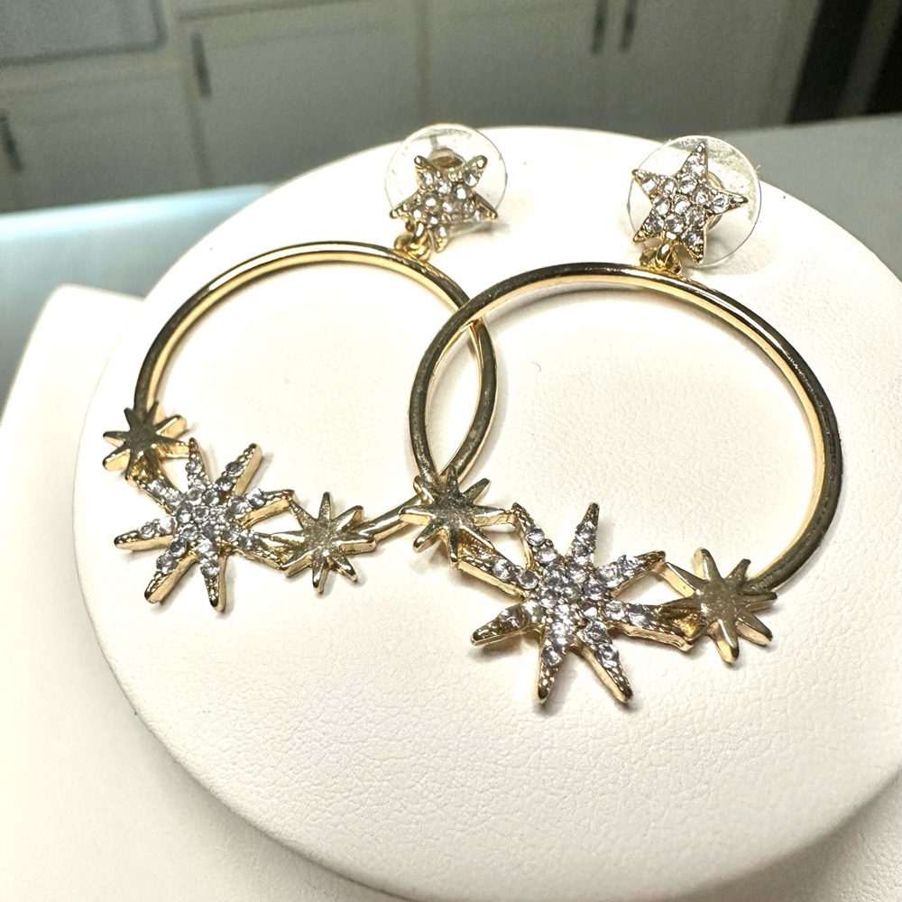 Sugarfix Gold and Silver Star Hoop Earrings